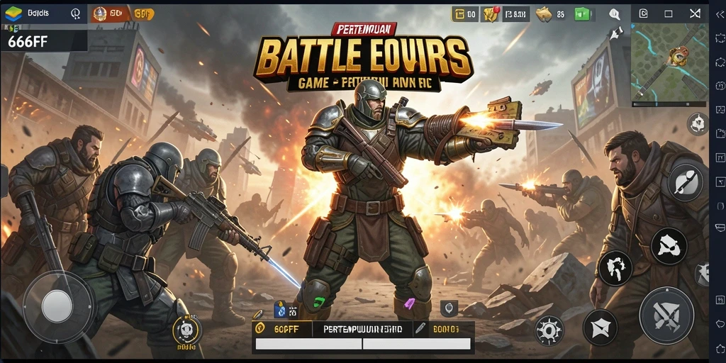 Screenshot gameplay 666FF menampilkan aksi Battle Royale yang intens.