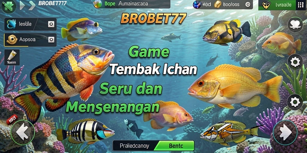 Screenshot permainan Tembak Ikan dari BROBET77 menunjukkan aksi menangkap ikan.