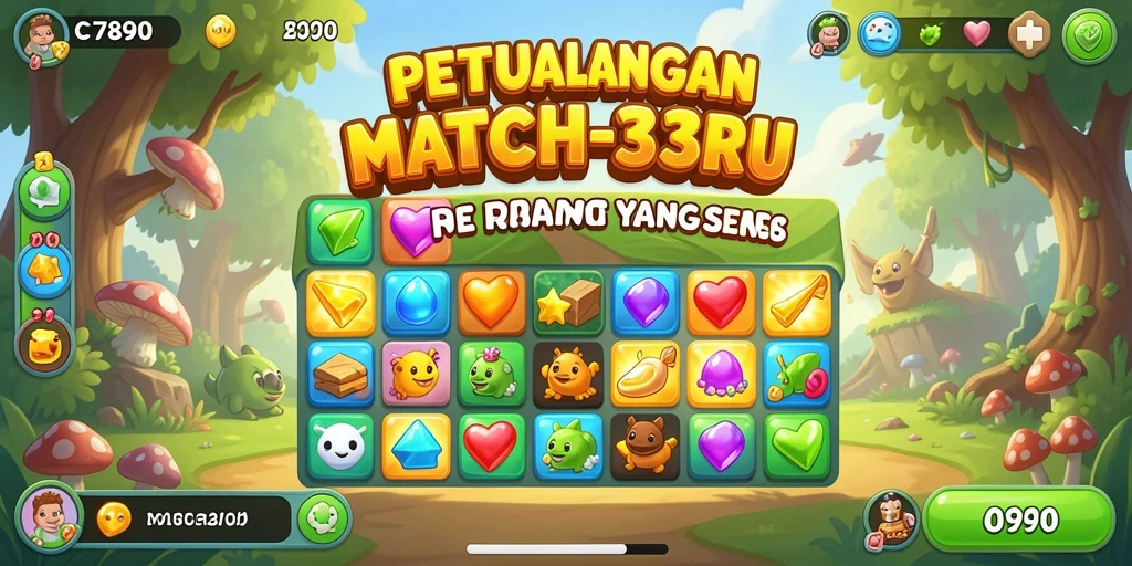 Screenshot gameplay C7890 dengan permata berwarna yang indah.