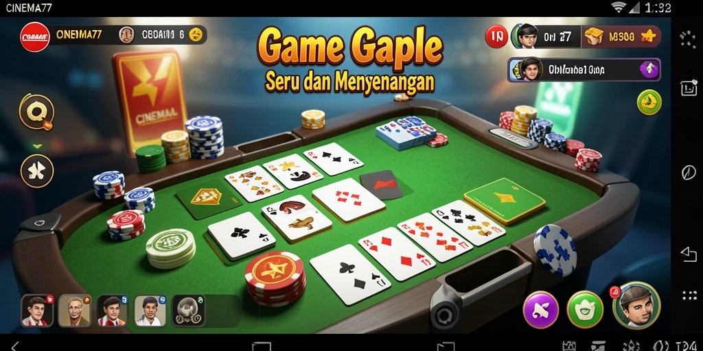 Tampilan gameplay seru dan interaktif Gaple di CINEMA77.