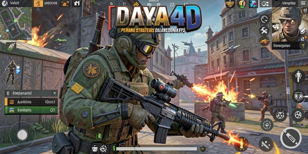 Screenshot gameplay eksplosif dalam dunia FPS DAYA4D.