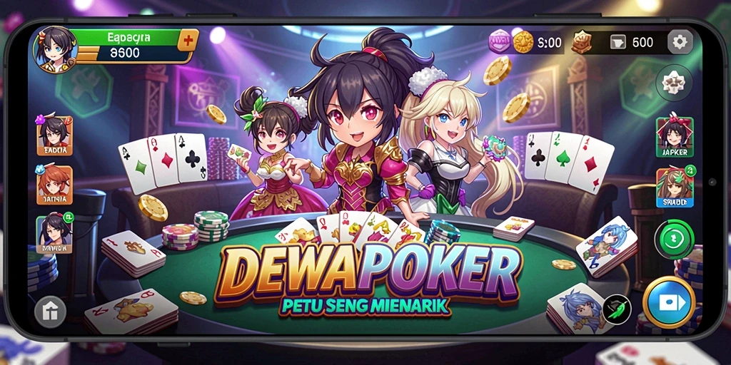 Screenshot DEWAPOKER yang menampilkan karakter anime dalam aksi poker yang mendebarkan.