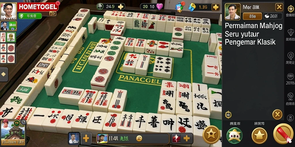 Tampilan gameplay Mahjong yang menarik dan menantang di HOMETOGEL.