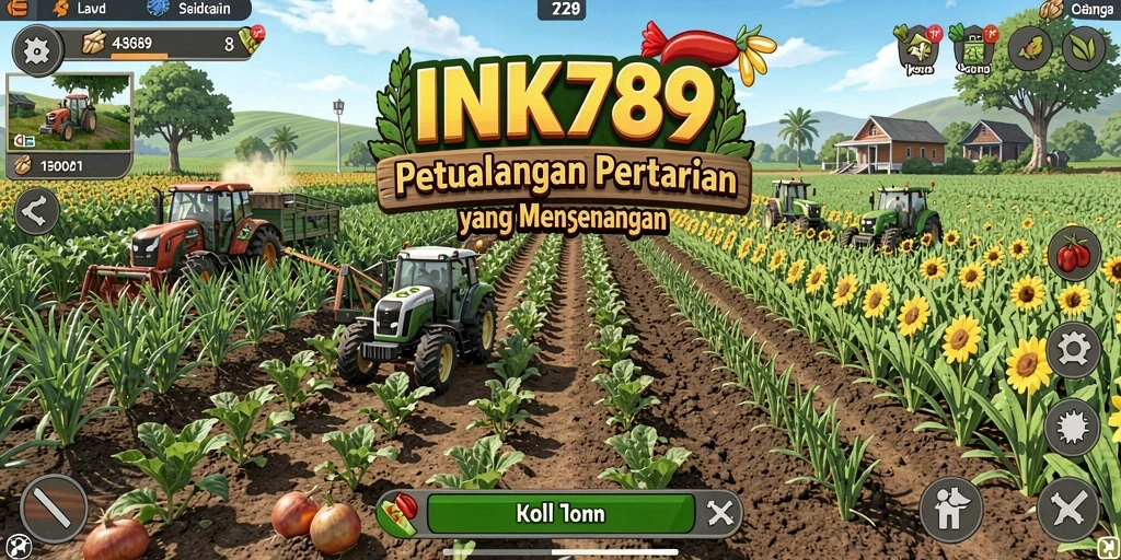 Tangkapan layar gameplay INK789, menunjukkan aktivitas pertanian yang seru.