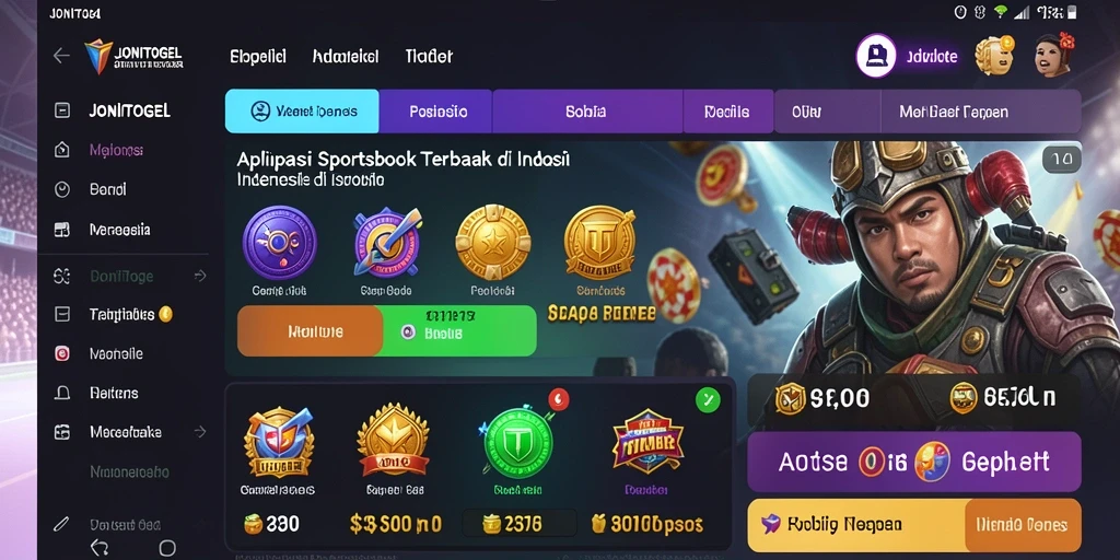 Tampilan gameplay JONITOGEL dengan antarmuka Sportsbook yang menarik.