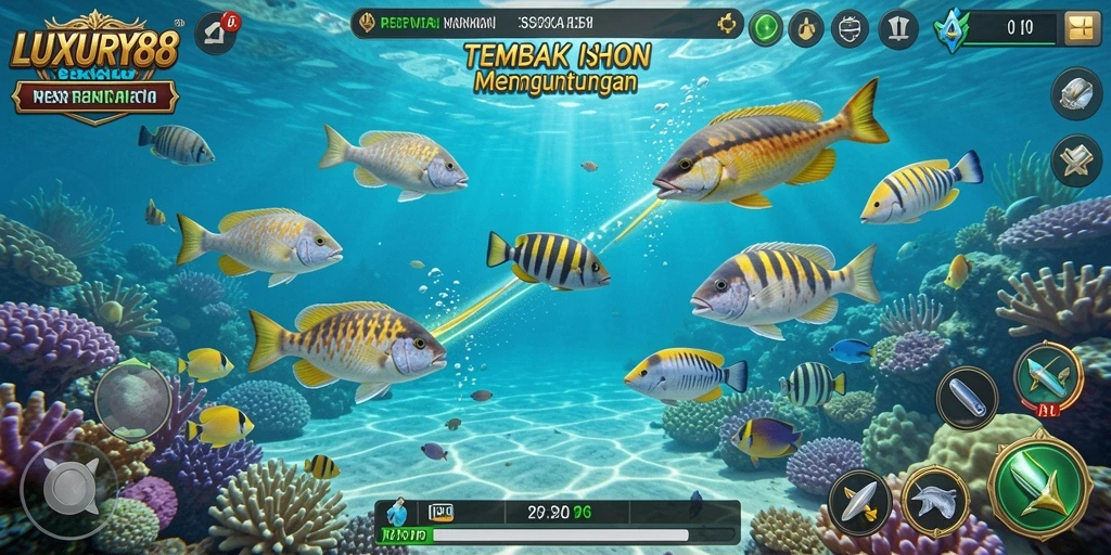 Tampilan gameplay LUXURY88 yang menegangkan saat berburu ikan.