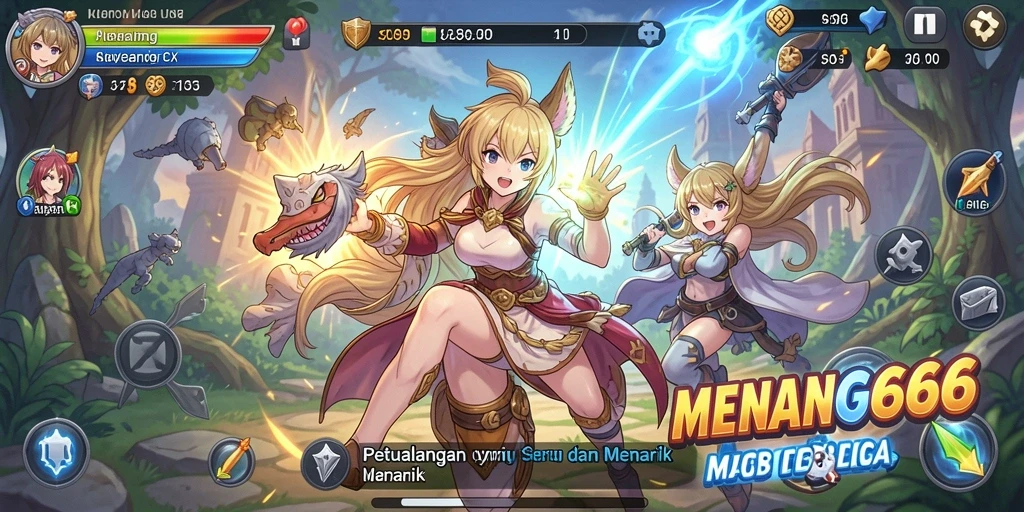 Screenshot MENANG666 menampilkan karakter Anime dalam aksi pertarungan yang dramatis.