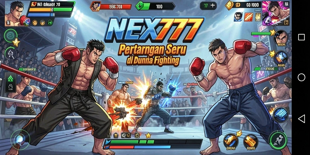 Screenshot gameplay NEX777 menunjukkan aksi pertarungan yang dinamis dan menarik.