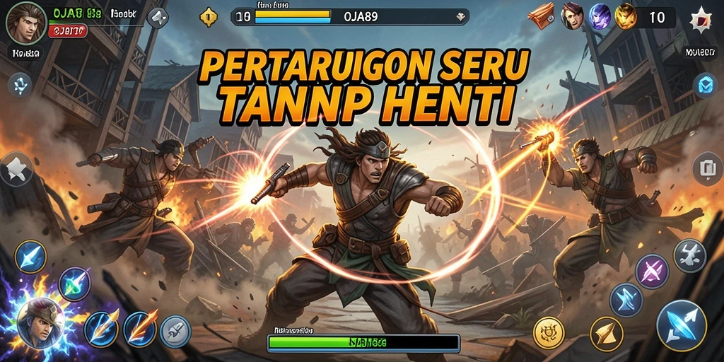 Tampilan gameplay seru dan dinamis dari OJA89 dalam pertarungan Fighting.