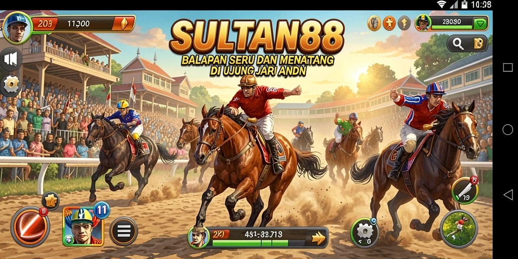 Gameplay SULTAN88 yang menampilkan aksi balapan seru dan mendebarkan.