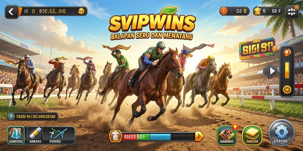 Gameplay balap mendebarkan di SVIPWINS dengan berbagai kendaraan.