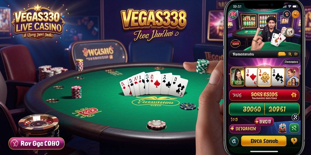 Tampilan gameplay Live Casino dengan dealer langsung dan meja permainan.